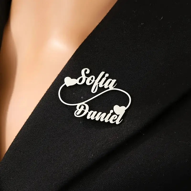 Customize Name Coat Pin With Heart