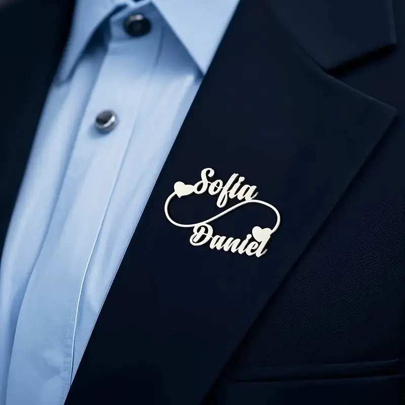 Customize Name Coat Pin With Heart