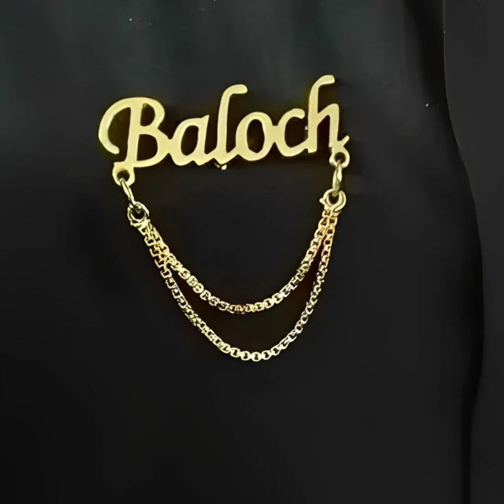 Stylish Cast Name Brooch With Chain