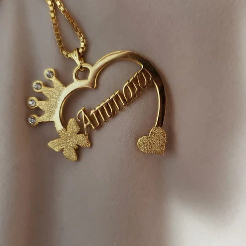 Giftwaly Customized Heart Necklace, Personalized Necklace for Women & Girlfriend, Necklace for Wedding & Birthday Gift, Laser Cutting Necklace