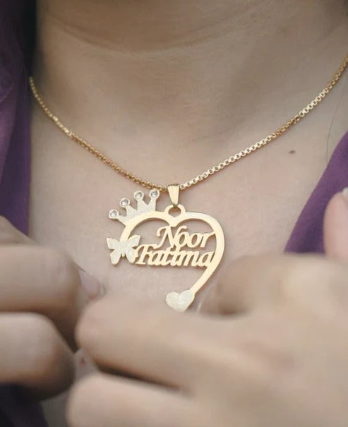 Giftwaly Customized Heart Necklace, Personalized Necklace for Women & Girlfriend, Necklace for Wedding & Birthday Gift, Laser Cutting Necklace