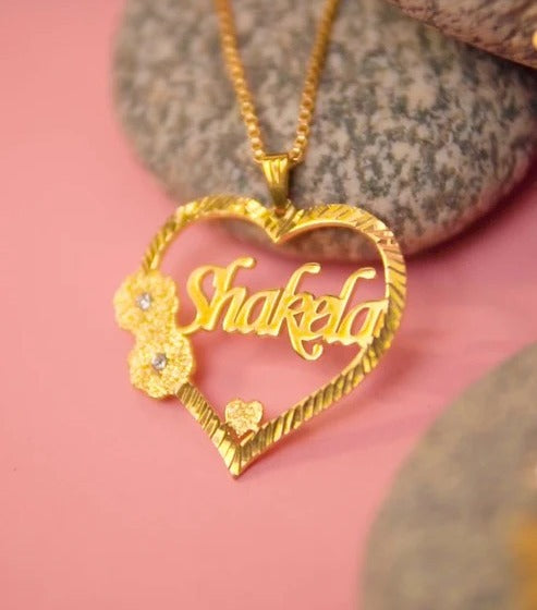 Giftwaly Customized Heart Necklace, Personalized Necklace for Women & Girlfriend, Necklace for Wedding & Birthday Gift, Laser Cutting Necklace