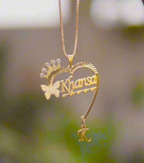 Giftwaly Customized Heart Necklace, Personalized Necklace for Women & Girlfriend, Necklace for Wedding & Birthday Gift, Laser Cutting Necklace