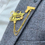 Stylish Name Brooch With Chain
