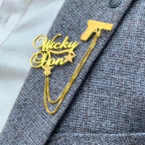 Stylish Name Brooch With Chain