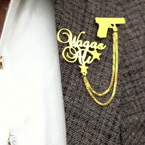 Stylish Name Brooch With Chain