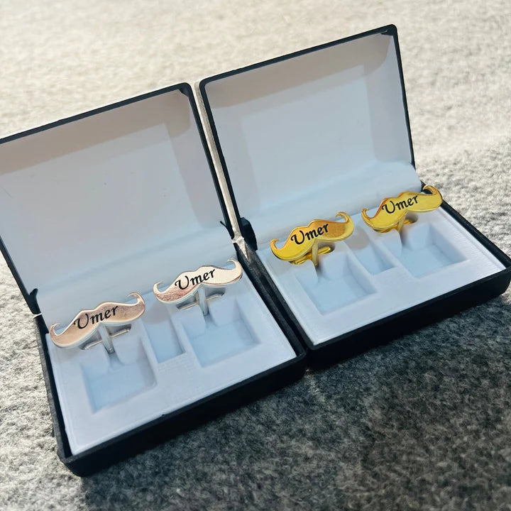 Mustache Name Engraved Cufflinks