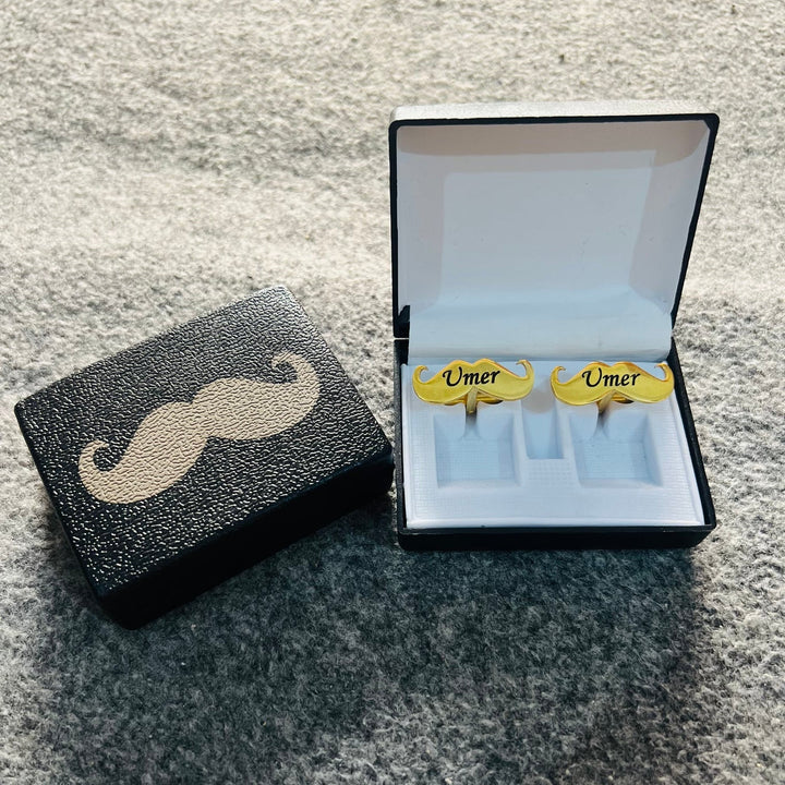 Mustache Name Engraved Cufflinks